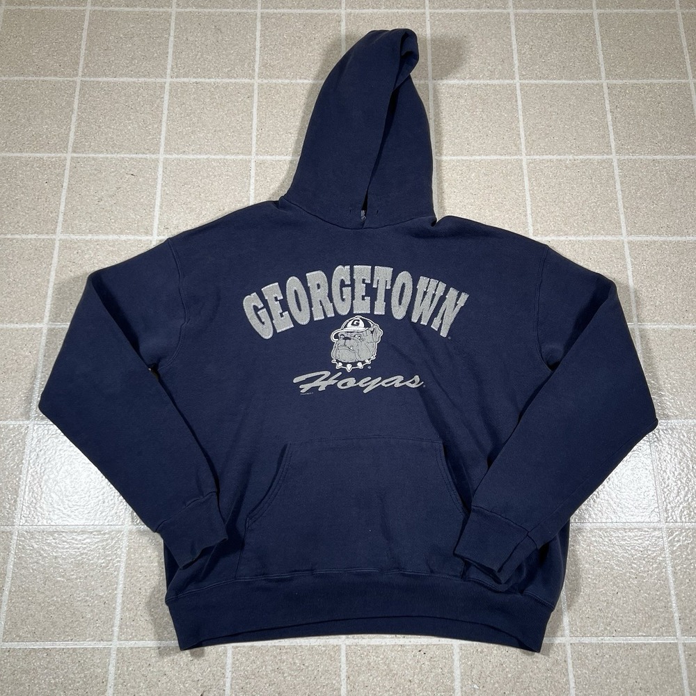 Vintage Georgetown Hoyas Hoodie Sweatshirt 90s Lee Sport Nutmeg Made In USA L